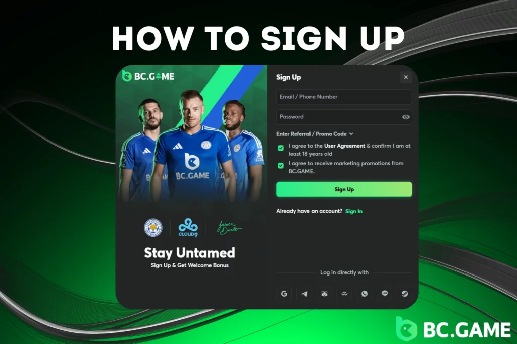 How to sign up BC.Game